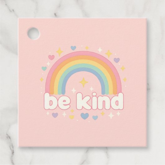 Wees vriendelijk - Rainbow Pastel Positivity Bedankjes Labels (Voorkant)