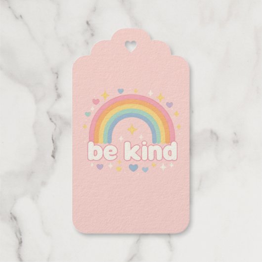 Wees vriendelijk - Rainbow Pastel Positivity Cadeaulabels (Achterkant)
