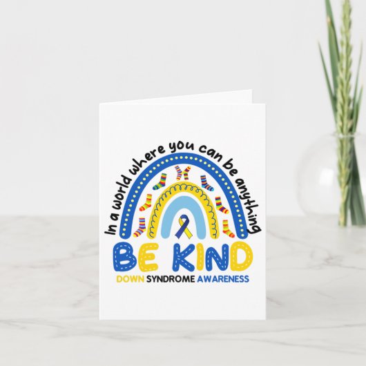 Wees vriendelijk Rainbow World Down Syndrome Aware Kaart (Voorkant)