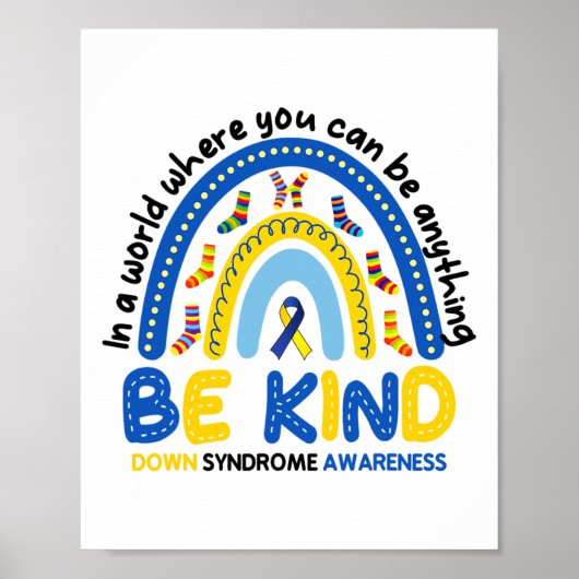 Wees vriendelijk Rainbow World Down Syndrome Aware Poster (Voorkant)