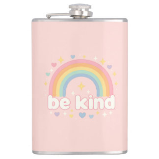 Wees Vriendelijk – Regenboog Pastel Positiviteit Heupfles