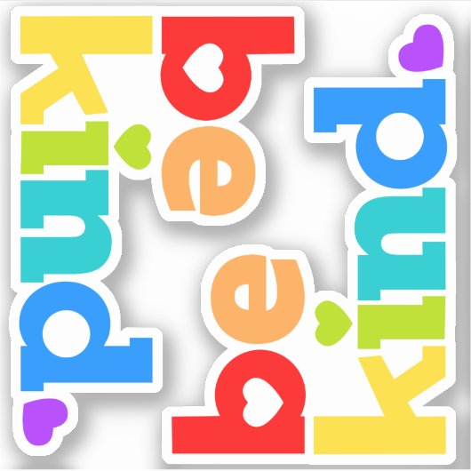 Wees vriendelijk regenbooggrafisch slogan, x2 sticker (Voorkant)