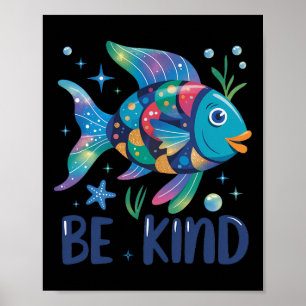 Wees vriendelijk Regenboogschaal Vis Leraar Leest Poster