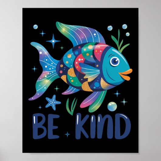 Wees vriendelijk Regenboogschaal Vis Leraar Leest  Poster (Voorkant)