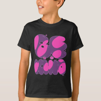 Wees vriendelijk roze en Paarse Sticker T-shirt