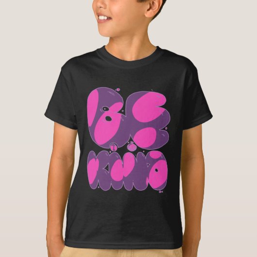 Wees vriendelijk roze en Paarse Sticker T-shirt (Voorkant)