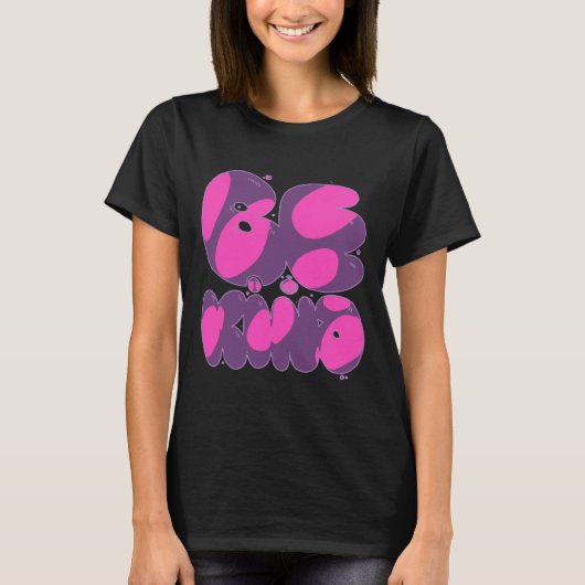 Wees vriendelijk roze en Paarse Sticker T-shirt (Voorkant)