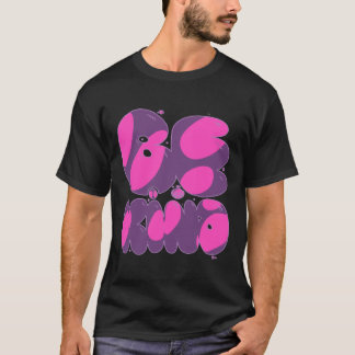 Wees vriendelijk roze en Paarse Sticker T-shirt