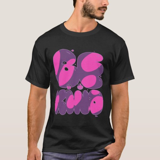 Wees vriendelijk roze en Paarse Sticker T-shirt (Voorkant)