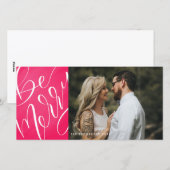 Wees vriendelijk, roze, moderne kerstfoto feestdagenkaart (Voorkant / Achterkant)