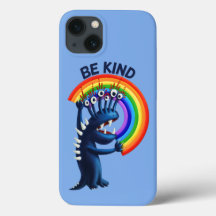 Wees vriendelijk - schattig karakter regenboog pos