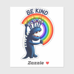 Wees vriendelijk - schattig karakter regenboog pos sticker