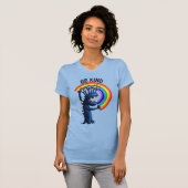 Wees vriendelijk - schattig karakter regenboog pos t-shirt (Voorkant volledig)
