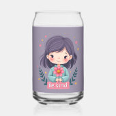 Wees vriendelijk Schattige meisje met bloemenposit Blikvorm Glas (Achterkant)