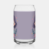 Wees vriendelijk Schattige meisje met bloemenposit Blikvorm Glas (Rechts)