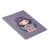 Wees vriendelijk Schattige meisje met bloemenposit Notitieboek (Rechterzijde)