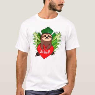 "Wees vriendelijk!" Sleuf met hart en tropische fo T-shirt