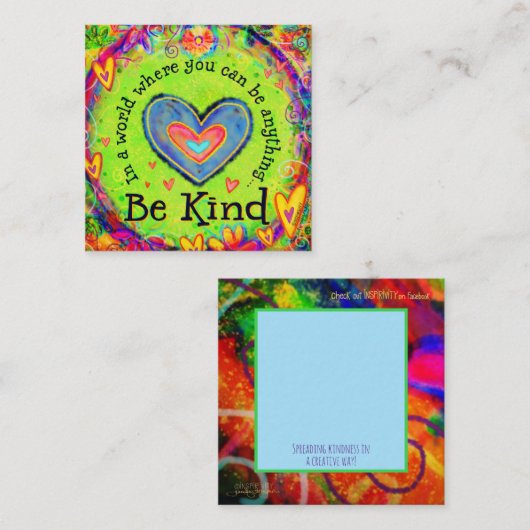 "Wees vriendelijk" - Soort inspiratie-vriendenkaar Vierkante Visitekaartje (Voorkant / Achterkant)