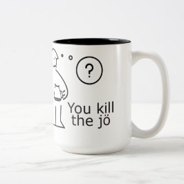 wees vriendelijk, spoel terug tweekleurige koffiemok
