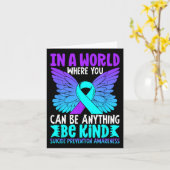 Wees vriendelijk vlinder Blauwgroen Paarse lint ze Kaart (Gele Bloem)