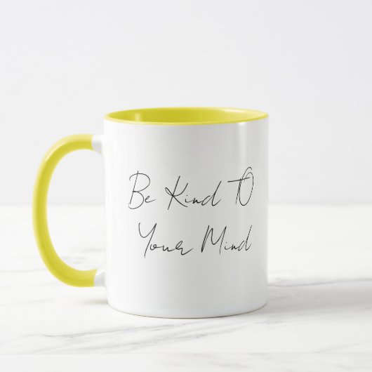 Wees Vriendelijk Voor Je Verstand Minimalistische Mok (Links)