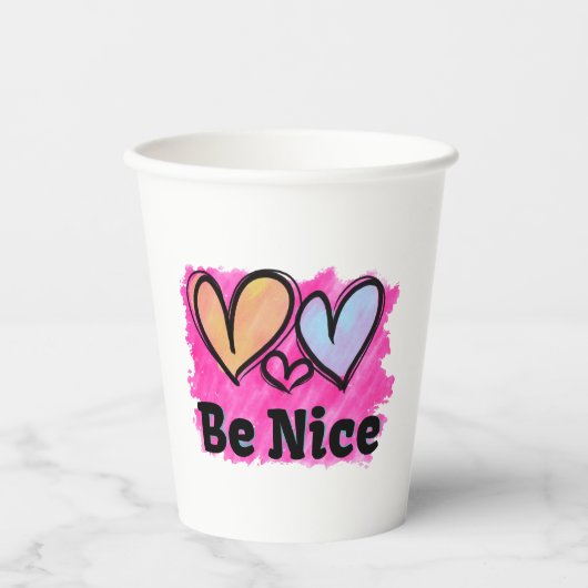 Wees vriendelijk Waterverf Papieren Bekers (Voorkant)