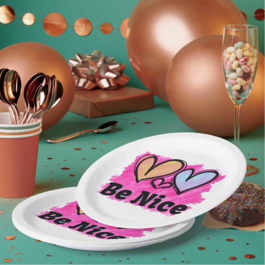 Wees vriendelijk Waterverf Papieren Bordje (Multi)