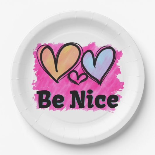 Wees vriendelijk Waterverf Papieren Bordje (Voorkant)