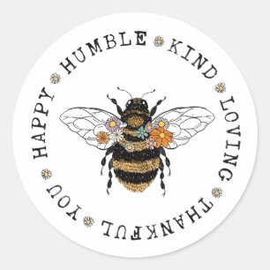 Wees vriendelijk, wees gelukkig, wees dankbaar, we ronde sticker