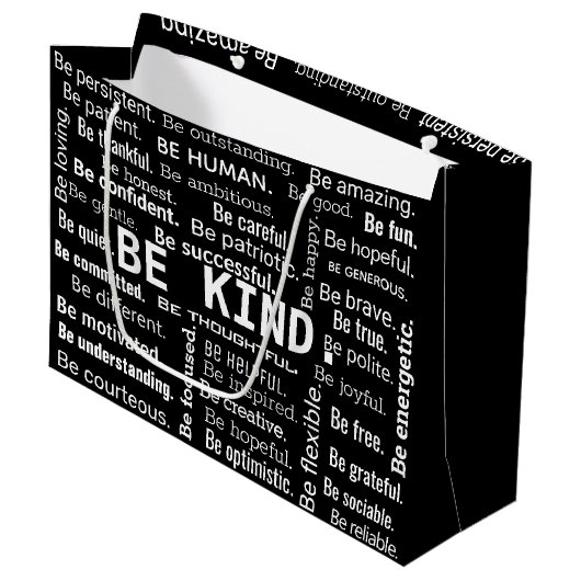 Wees Vriendelijk Woordwolk Groot Cadeauzakje (Voorkant Gekanteld)