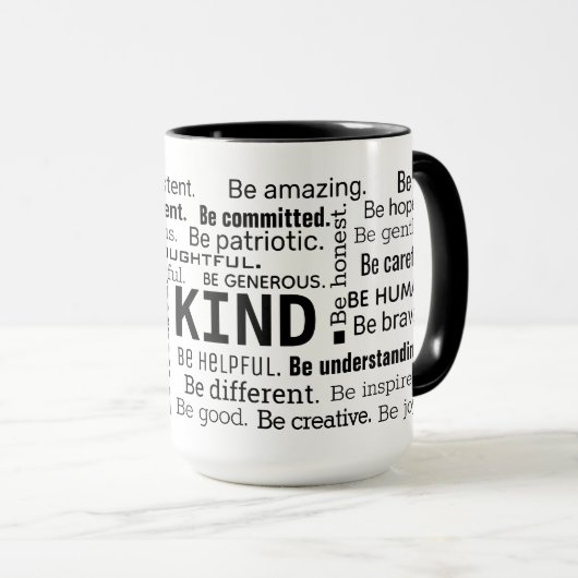 Wees vriendelijk Word Cloud inspirerende woorden Mok (Voorkant rechts)