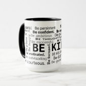 Wees vriendelijk Word Cloud inspirerende woorden Mok (Voorkant links)