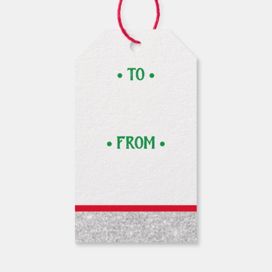 Wees vriendelijk, zilveren Label met kerstcadeaus Cadeaulabel (Achterkant)