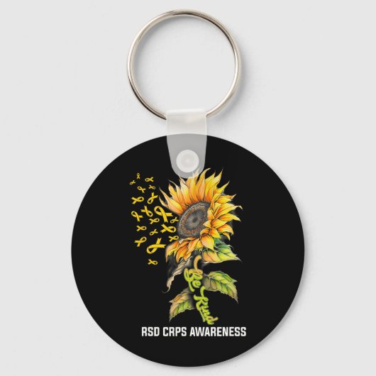 Wees vriendelijk Zonnebloem RSD CRPS Awareness Sleutelhanger (Voorkant)