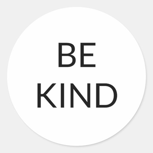 Wees vriendelijk, zwart-wit minimalistisch ronde sticker (Voorkant)