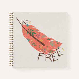 Wees Vrij Veer Spiraal Notebook | Whimsical Boho Notitieboek