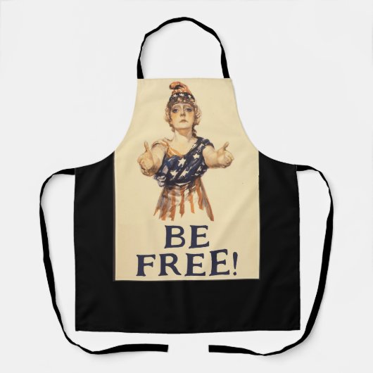 Wees vrij! -zwart schort (Voorkant)