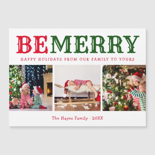 Wees vrolijk | 3 fotocollage magnetische kerst Kaa (Voorkant)