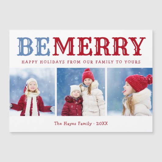 Wees vrolijk | 3 fotocollage magnetische kerst Kaa (Voorkant)