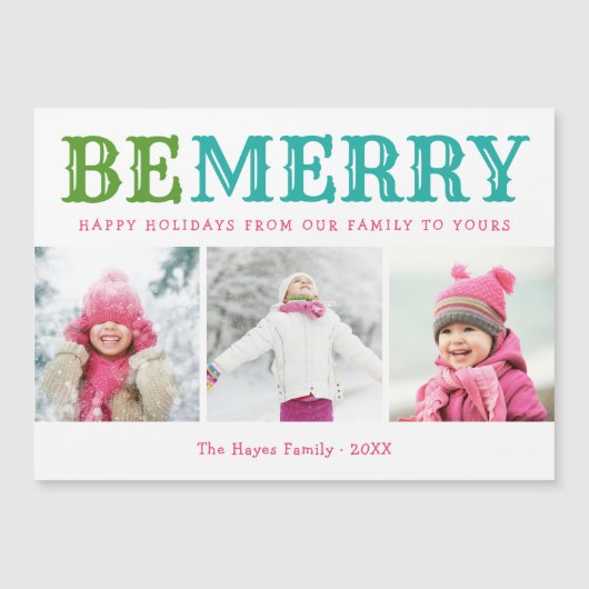 Wees vrolijk | 3 fotocollage magnetische kerst Kaa (Voorkant)