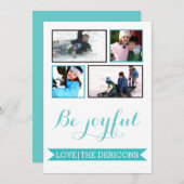 Wees vrolijk aqua banner Kerstmis Groupon foto Feestdagenkaart (Voorkant / Achterkant)