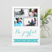 Wees vrolijk aqua banner Kerstmis Groupon foto Feestdagenkaart (Staand voorkant)