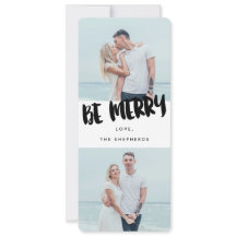 Wees vrolijk Brush Script Holiday Photo Card