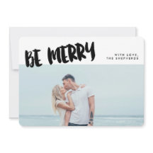 Wees vrolijk Brush Script Holiday Photo Card
