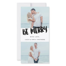Wees vrolijk Brush Script Holiday Photo Card
