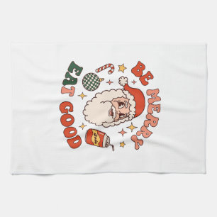Wees vrolijk eet lekker kerst kerstman frisdrank k theedoek