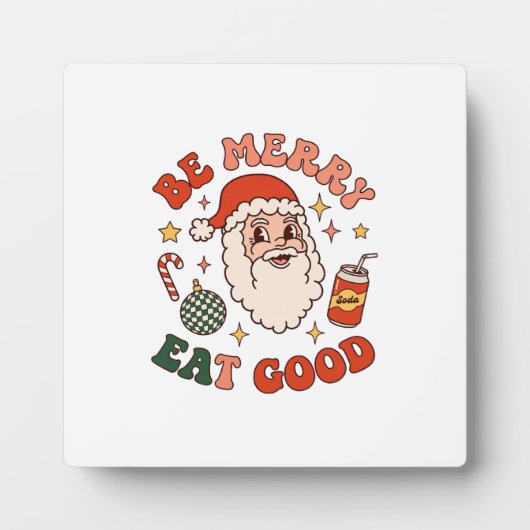 Wees vrolijk eet lekker kerst kerstman frisdrank s fotoplaat (Voorkant)