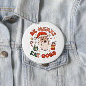 Wees vrolijk eet lekker kerst kerstman frisdrank s ronde button 4,0 cm (In situ)
