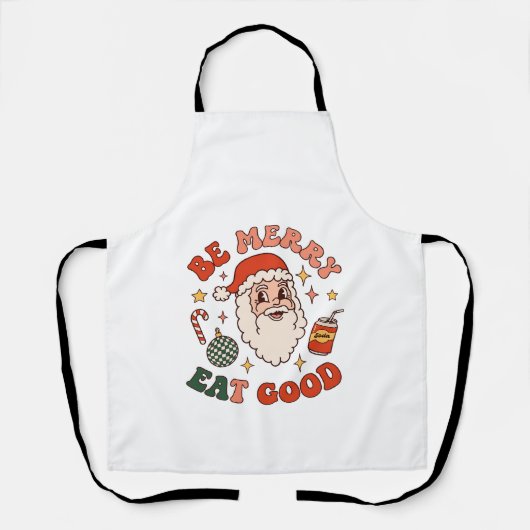 Wees vrolijk eet lekker kerst kerstman frisdrank s schort (Voorkant)