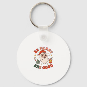 Wees vrolijk eet lekker kerst kerstman frisdrank s sleutelhanger